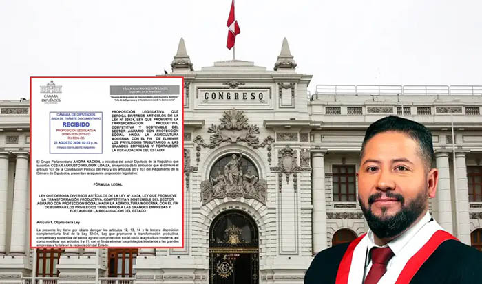 César Holguín, diputado de Ahora Nación, presentó un proyecto de ley para derogar la Ley Chlimper 2.0